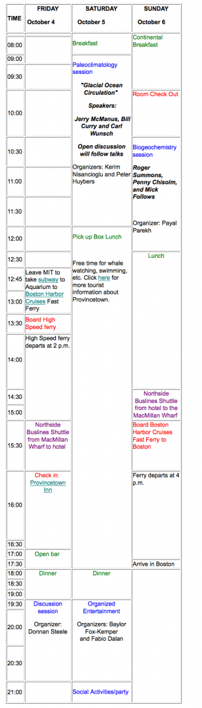 2002 PAOC Retreat Schedule