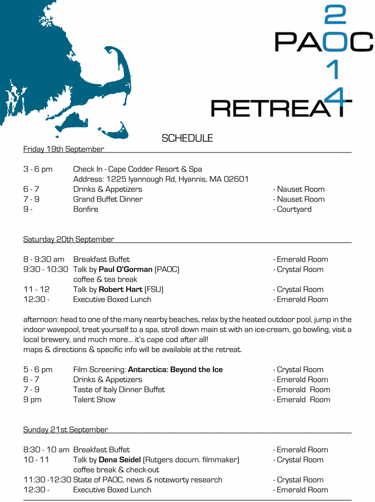 2014 PAOC Retreat Schedule