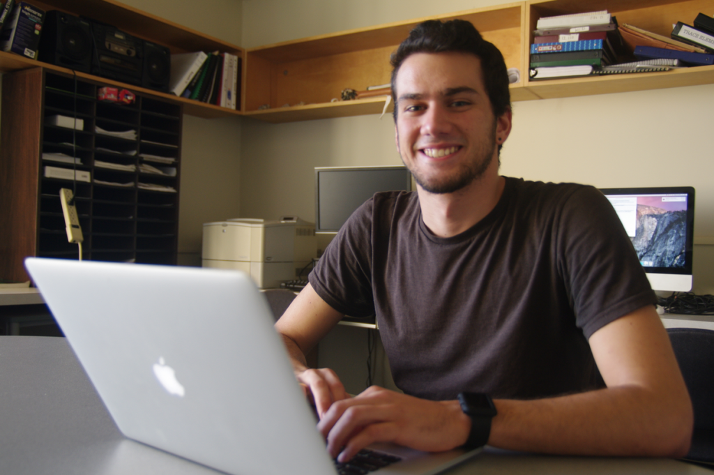 Costa Christopoulos ’17, a double major in Physics and EAPS, has been forecasting the weather for the Head of the Charles Regatta since 2014 (Photo: Helen Hill)