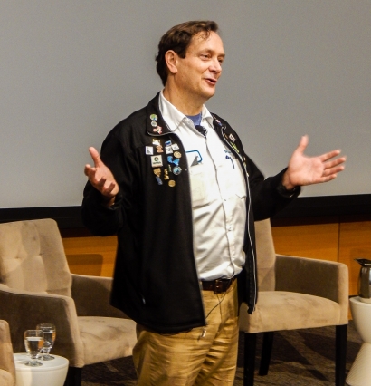 Keynote speaker George Hawkins, CEO and general manager of DC Water, presents at the fifth annual MIT Water Summit, hosted by the MIT Water Club. (Photo: MIT Water Club)